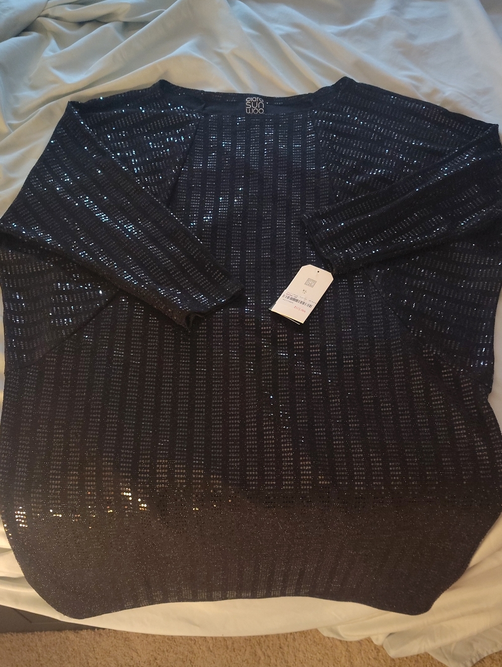 Charming Sequin Tunic Dress- Black